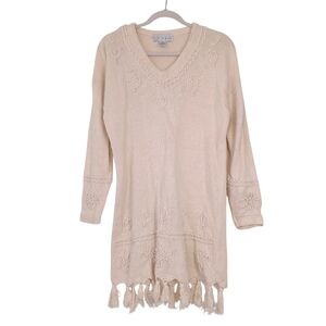 Style New York vintage sweater dress cable knit chunky boho fringe embroidered
